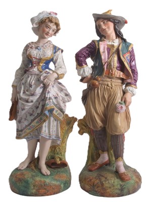 Lot 64 - Two large floor standing French bisque...