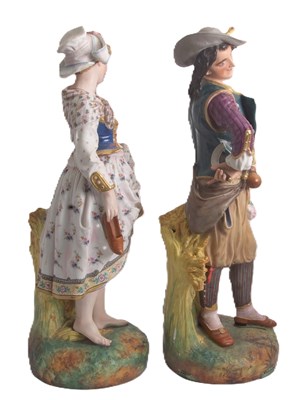 Lot 64 - Two large floor standing French bisque...