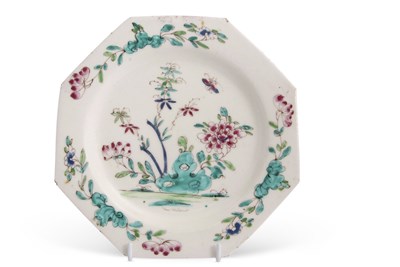 Lot 203 - A Bow porcelain octagonal shaped plate, circa...