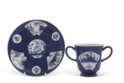 Lot 205 - A Bow chocolate cup and saucer in powder blue...