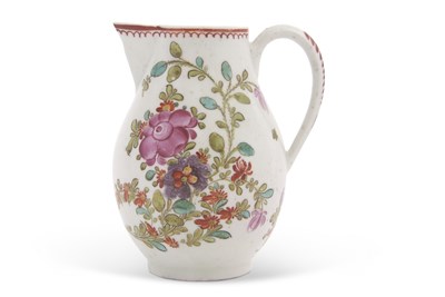 Lot 208 - A Lowestoft porcelain milk jug with polychrome...
