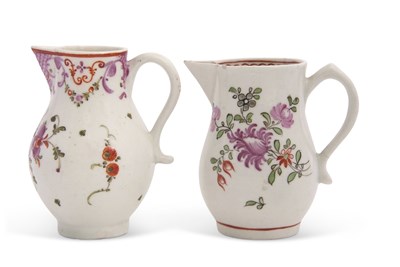 Lot 209 - Two Lowestoft porcelain sparrow beak jugs,...