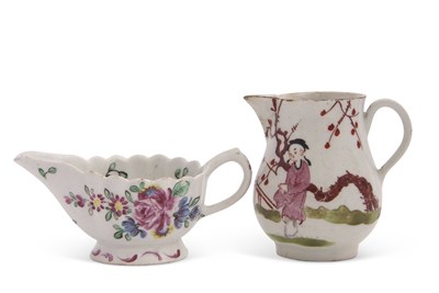 Lot 210 - A small Bow porcelain butter boat with ribbed...