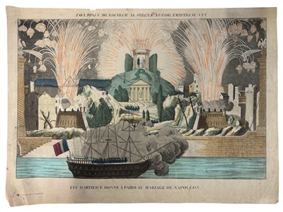 Lot 925 - NAPOLEON. OPTICAL VIEW PRINT. Feu d'Artifice...