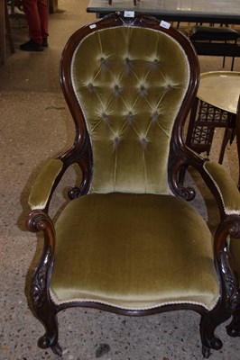 Lot 280 - Victorian button back armchair