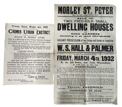 Lot 1073 - NORFOLK NOTICE POSTERS: Largely Cromer, to...