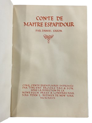 Lot 1218 - DANIEL SARDA: CONTE DE MAITRE ESPAPIDOUR,...