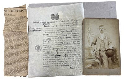 Lot 1086 - NORWICH FREEMAN: Photograph, newspaper...