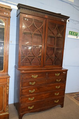 Lot 457 - A George III mahogany bookcase cabinet with...