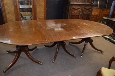 Lot 396 - 19th Century mahogan triple pedestal dining...
