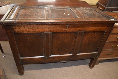 Lot 400 - A large 18th Century oak coffer of plain form...