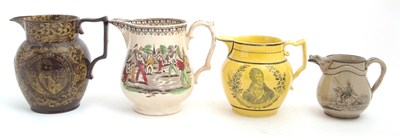 Lot 70 - Four 19th Century Staffordshire pottery jugs...