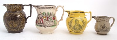 Lot 70 - Four 19th Century Staffordshire pottery jugs...