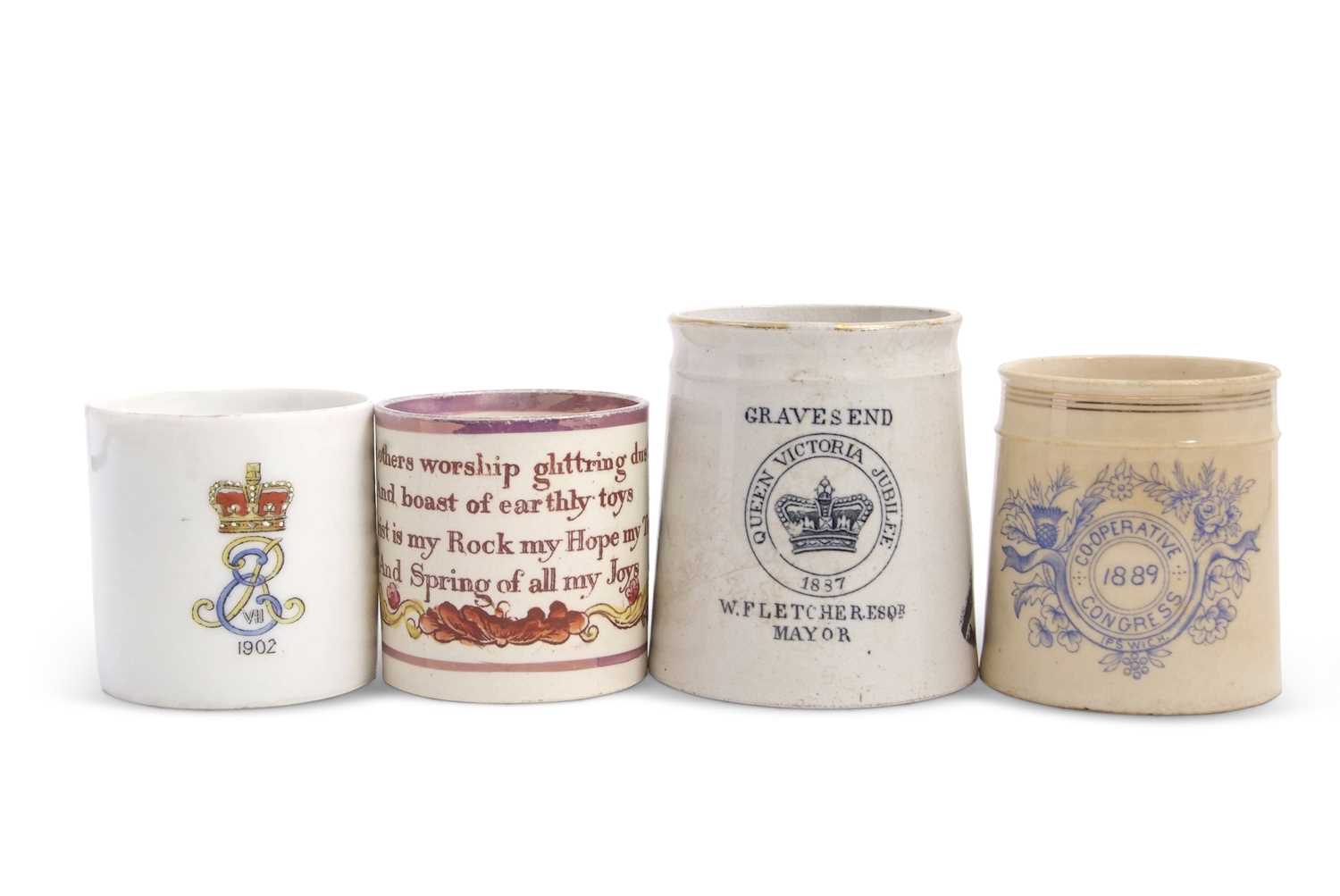 Lot 77 - A group of four pottery mugs 19th/20th Century...