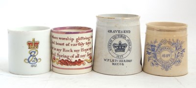 Lot 77 - A group of four pottery mugs 19th/20th Century...