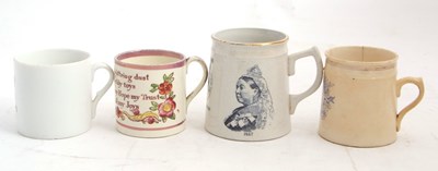 Lot 77 - A group of four pottery mugs 19th/20th Century...