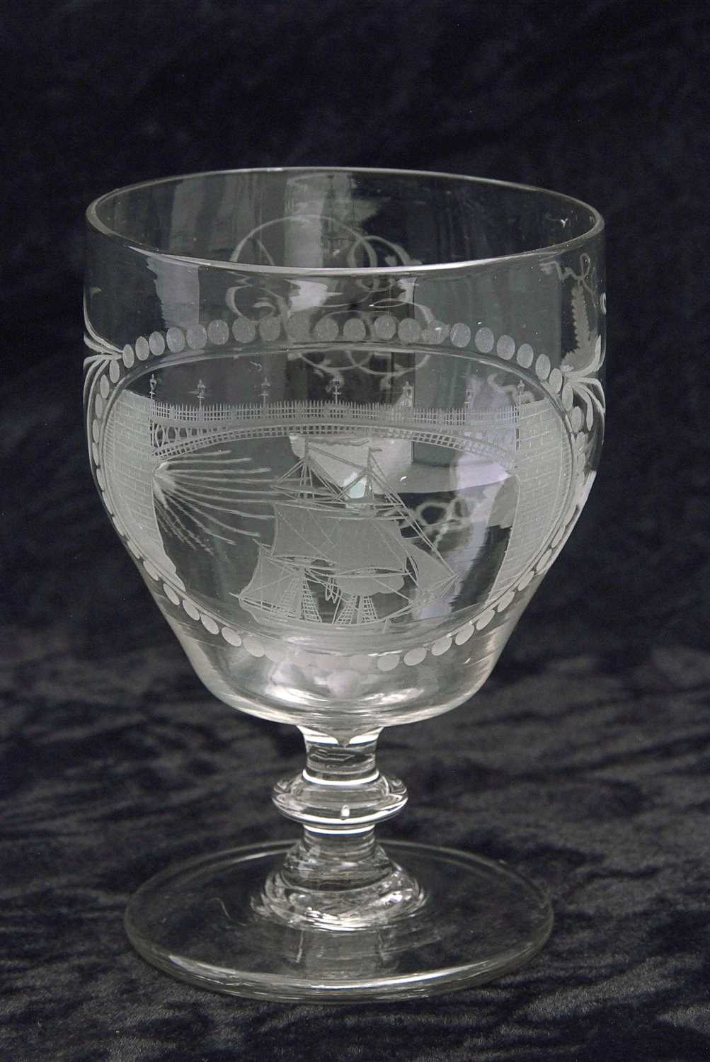 Lot 78 - A 19th Century glass rummer engraved with a...