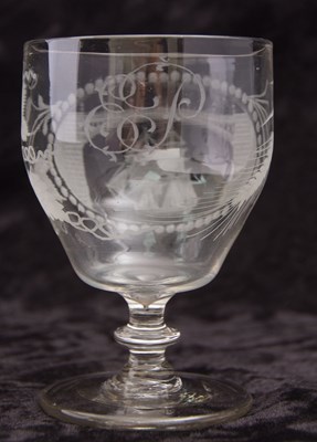 Lot 78 - A 19th Century glass rummer engraved with a...