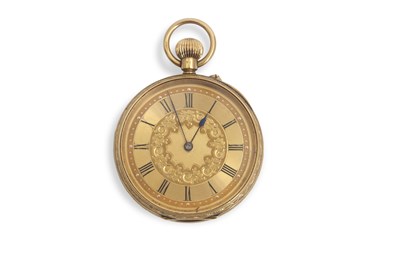 Lot 351 - An 18ct gold open face pocket watch,...