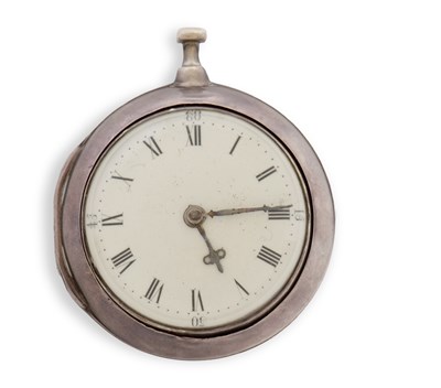 Lot 354 - A silver pair case fusee pocket watch by...