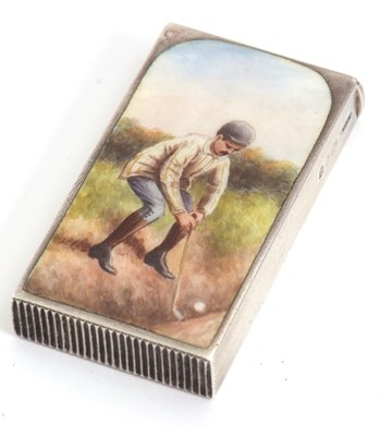 Lot 80 - A late Victorian silver and enamel vesta case,...