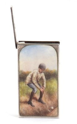 Lot 80 - A late Victorian silver and enamel vesta case,...
