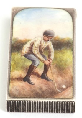 Lot 80 - A late Victorian silver and enamel vesta case,...