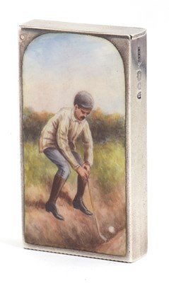 Lot 80 - A late Victorian silver and enamel vesta case,...