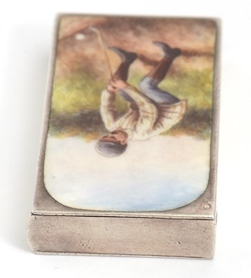 Lot 80 - A late Victorian silver and enamel vesta case,...