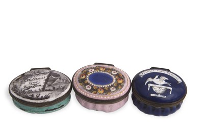 Lot 84 - A group of three 18th Century Bilston enamel...