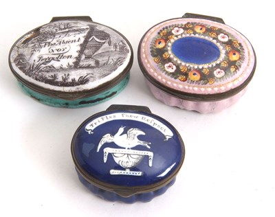 Lot 84 - A group of three 18th Century Bilston enamel...
