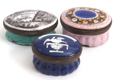 Lot 84 - A group of three 18th Century Bilston enamel...