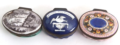 Lot 84 - A group of three 18th Century Bilston enamel...