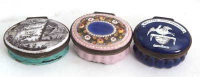 Lot 84 - A group of three 18th Century Bilston enamel...