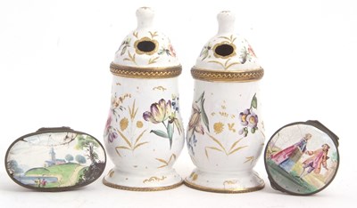 Lot 85 - Mixed Lot: A pair of antique enamel mustard...