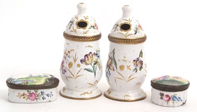 Lot 85 - Mixed Lot: A pair of antique enamel mustard...