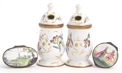 Lot 85 - Mixed Lot: A pair of antique enamel mustard...