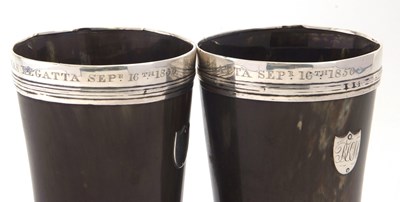Lot 86 - A pair of Victorian horn beakers each applied...