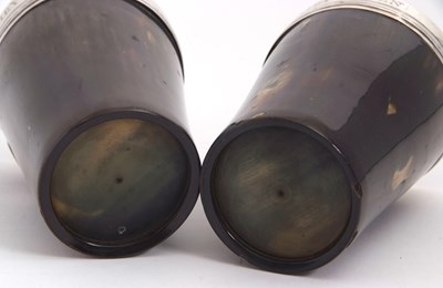 Lot 86 - A pair of Victorian horn beakers each applied...
