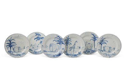 Lot 230 - Six Delft Style "Exotic Animals Plates" by...