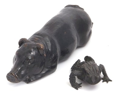 Lot 92 - Mixed Lot: A cast bronzed model of a toad,...