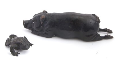 Lot 92 - Mixed Lot: A cast bronzed model of a toad,...
