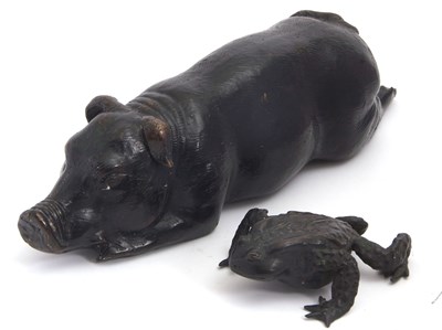 Lot 92 - Mixed Lot: A cast bronzed model of a toad,...