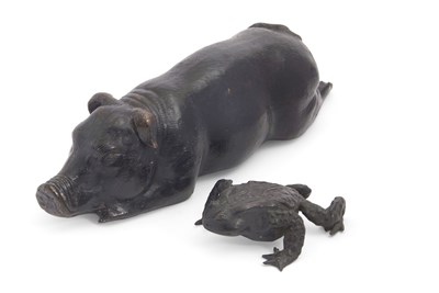 Lot 92 - Mixed Lot: A cast bronzed model of a toad,...