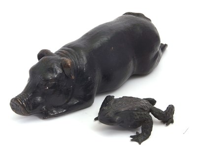 Lot 92 - Mixed Lot: A cast bronzed model of a toad,...