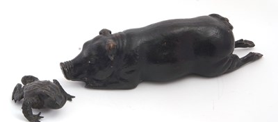 Lot 92 - Mixed Lot: A cast bronzed model of a toad,...