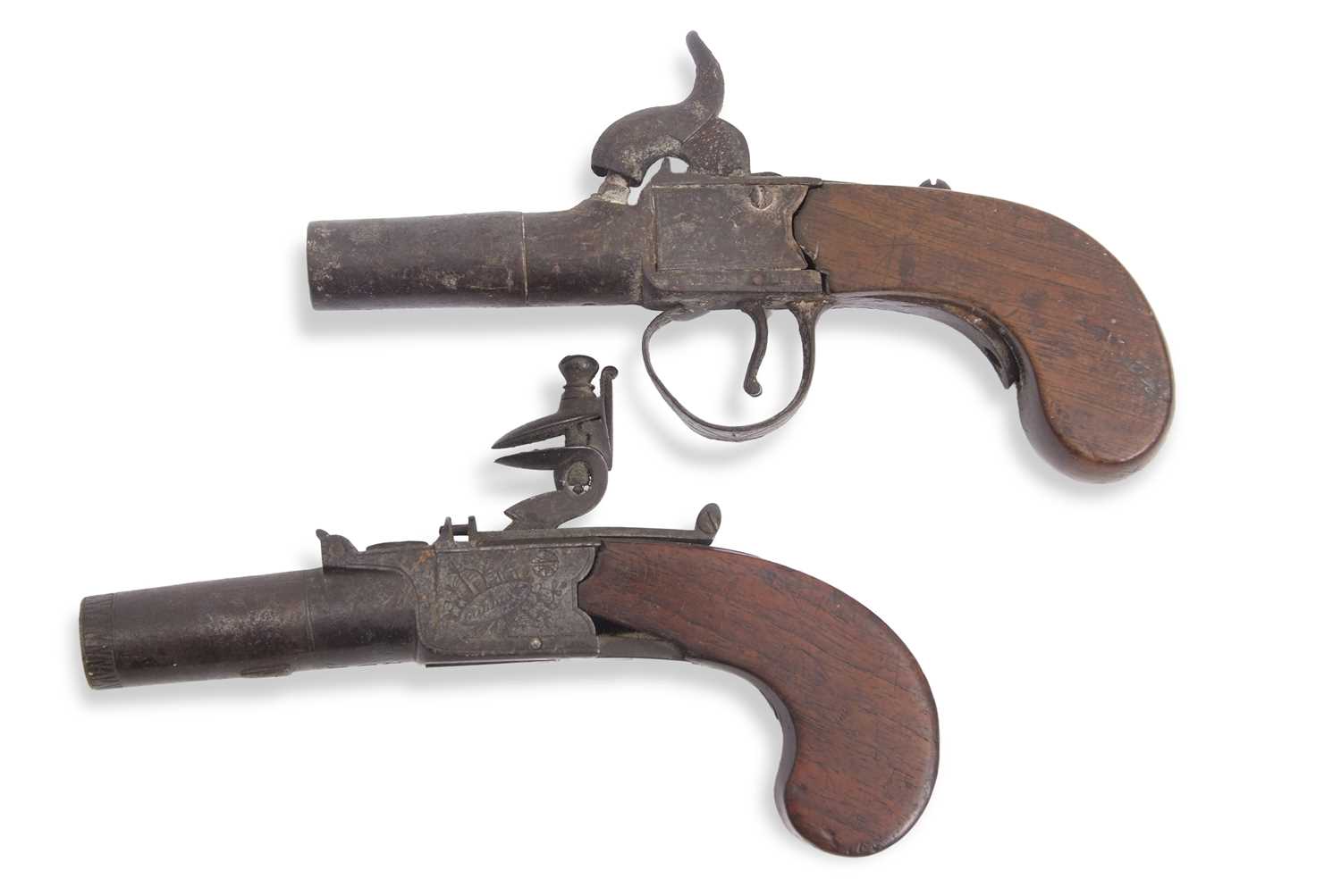 Lot 96 - A late 18th Century flintlock pocket pistol,...
