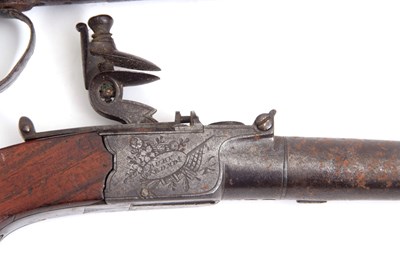 Lot 96 - A late 18th Century flintlock pocket pistol,...