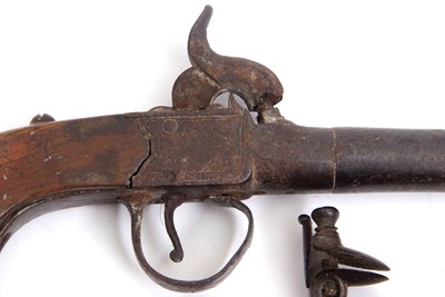Lot 96 - A late 18th Century flintlock pocket pistol,...