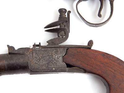 Lot 96 - A late 18th Century flintlock pocket pistol,...